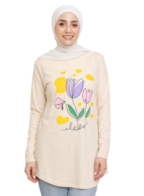 Latte Printed Long - Sleeve Design 24 - Khotwh